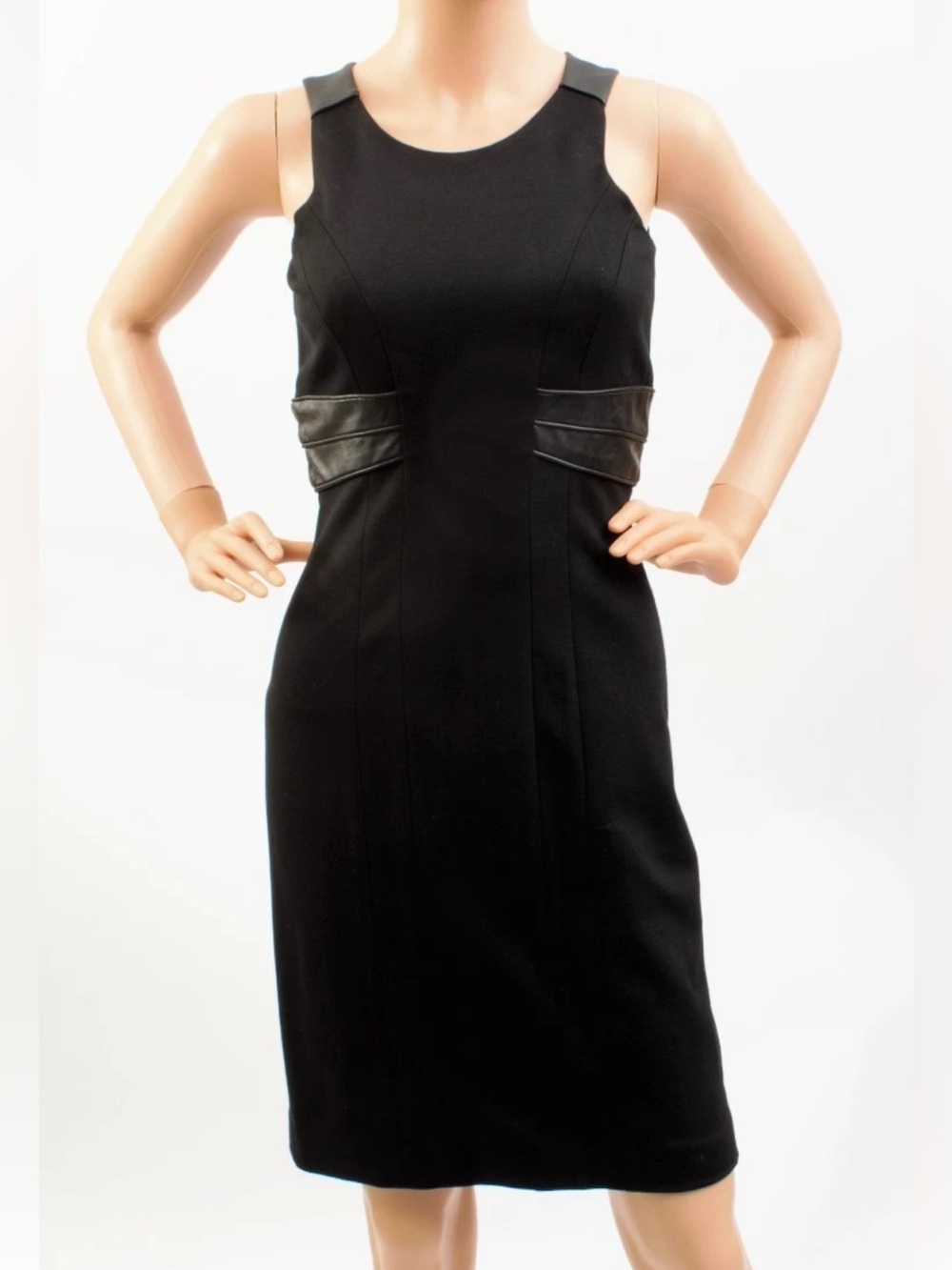 ✨ Cynthia Steffe Black Dress | Size 6 | Leather Trim | NWT✨